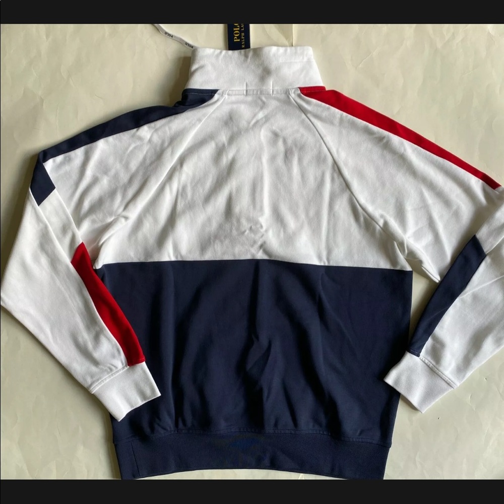 $148 NWT Mens Polo Ralph Lauren 1/4 Zip Color-Block Cotton Pullover Sweatshirt - Picture 2 of 4
